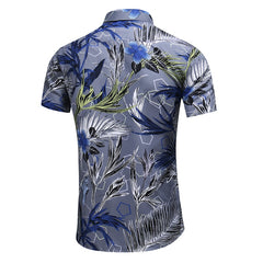 Style Design Short Sleeve Casual Shirt Men Print Beach Blouse