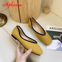 Cotton Fabric Flats Shoes Women Yellow Ballerina Socks Shoes