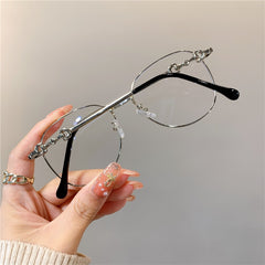Vintage New Oval Metal Frame Glasses Women Fashion