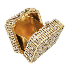 Crystal Women Evening Bag Metal Box Clutch Diamond Mini Handbags