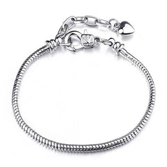 Silver Plated Cute Owl Snake Chain Charm Bracelet