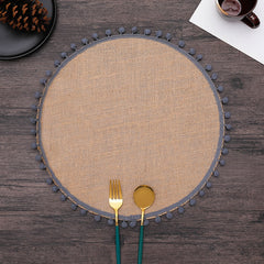 ROUND Cotton and linen Placemat For Dining Table Mat