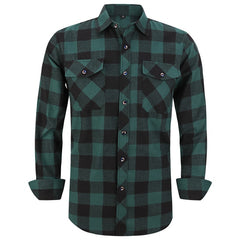 Plaid Flannel Shirt Male Regular Fit Casual Long-Sleeved Shirts