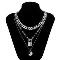 Hip Hop Bling Lock Pendant Choker Iced Out Shiny Cubic Zircon Necklace