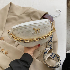 Thick Chain Waist Bag Women Leather Fanny Pack