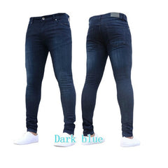 Mens Skinny Blue jeans Popular Scratch Slim Denim Pants Pencil Pants