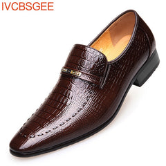 Pattern Leather Dress Shoes for Men Classic Italian Casual