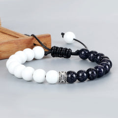 Trendy White Men Beads Bracelet Handmade Natural Tiger Eye Lava Stone