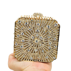 Crystal Women Evening Bag Metal Box Clutch Diamond Mini Handbags