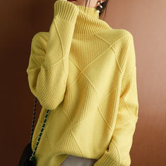 sweater women turtleneck sweater pure color knitted turtleneck pullover