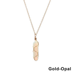 Hexagonal Cylindrical Crystal Necklace Natural Stone Pendant
