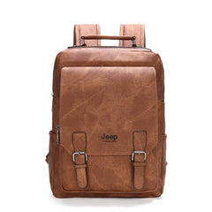 Men 15.6 Laptop School Bag Men Leather Backpacks Travel Multi