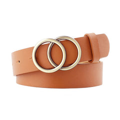 Double Ring Women Belt Fashion Waist Belt PU Leather Metal Buckle Heart Pin Belts