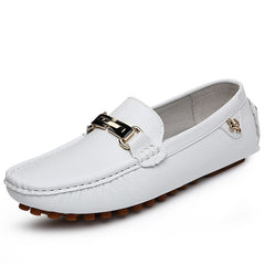 White Loafers for Men Slip on Shoes Driving Flats Casual Moccasins