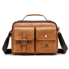 Retro Durable Leather Business Messenger Bag Man Simple Crossbody Bag