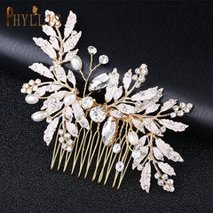 Alloy Leaves Golden Bridal Comb Wedding Hair Accessories