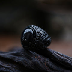 Vintage Oval Stones Ring in Stainless Steel Jewelry Mens Accessories