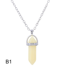 Hexagonal Cylindrical Crystal Necklace Natural Stone Pendant