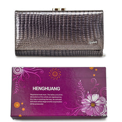 Genuine Leather Women Wallet Long Zipper Wallet