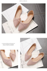 Women Flats Pink Black Pure Color Plus Small Size Pointed Toe Office