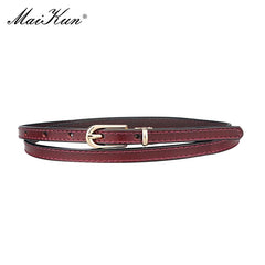 Women Belts Alloy Pin Buckle Genuine Leather Thin Belt Female Waistband
