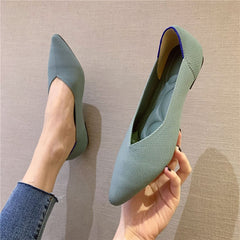 Woman Knit Pointed Flat Shoes Ballet Shoes Mixed Color
