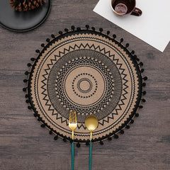 ROUND Cotton and linen Placemat For Dining Table Mat