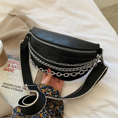 Luxury Chain Waist Belt Bag For Women Leather Crossbody Chest pack
