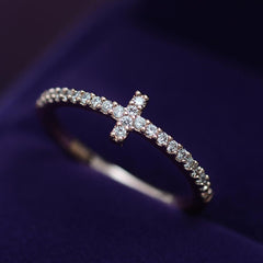 Crystal Round Engagement Ring Cute 925 Silver Zircon Stone Ring Vintage