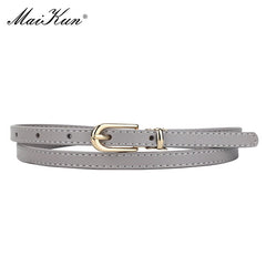 Women Belts Alloy Pin Buckle Genuine Leather Thin Belt Female Waistband