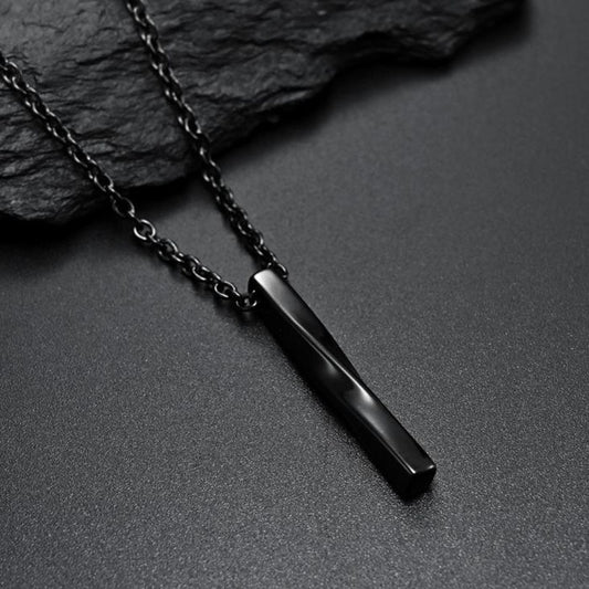 Fashion Men Rectangle Pendant Necklace Trendy Simple Chain Spiral Necklaces