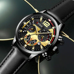 Fashion Mens Sports Watches Luxury Leather Bracelet Quartz