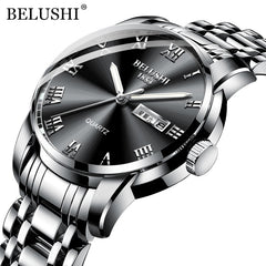 Watch Men Stainless Steel Business Date Clock Waterproof Luminous Watches