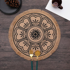 ROUND Cotton and linen Placemat For Dining Table Mat