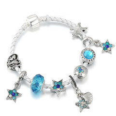 Ocean Collection Blue Turtle Seahorse Narwhal Beaded Dolphin Charm Bracelets