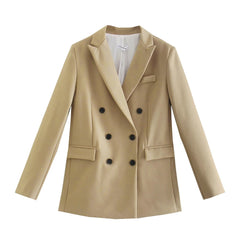 Women Jacket Double Breasted Notched Blazer Office Suit Pantsuit