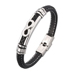Trendy Leather Bracelet Men Stainless Steel Handmade Bangles