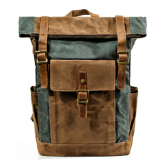 Vintage Canvas Backpacks for Men Oil Wax Canvas Leather Travel Backpack
