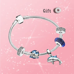 Ocean Collection Blue Turtle Seahorse Narwhal Beaded Dolphin Charm Bracelets