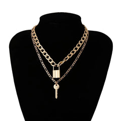 Hip Hop Bling Lock Pendant Choker Iced Out Shiny Cubic Zircon Necklace