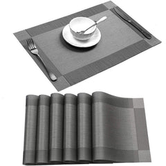6/4pcs Rectangle Placemat Restaurant Washable PVC Durable Dining Table
