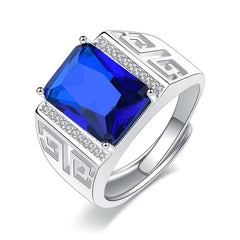 222 Vintage 925 Silver Men Rings Royal Sapphire Gemstone Jewelry