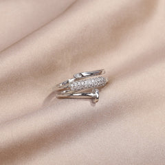 Fashion Jewelry Exquisite Gold Plated Zircon Ring Elegant Adjustable