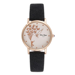 Fashion Butterfly Women Watches Simple Brown Quartz