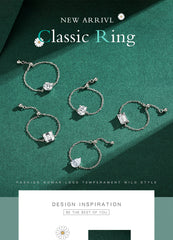 5 Style Clear CZ Link Chain Ring Trendy Adjustable Color Rings