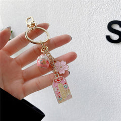 Omamori Sakura Amulet Lucky Cat Keychain Cute Pendant Clothes
