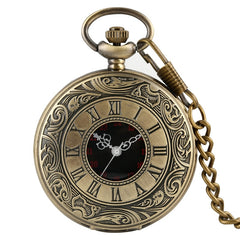 Black Roman Numerals Quartz Pocket Watch