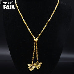 Fashion Bee Stainless Steel Long Necklace