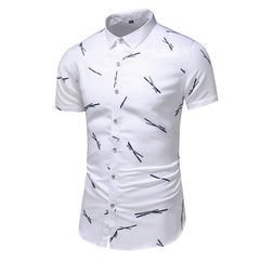 Style Design Short Sleeve Casual Shirt Men Print Beach Blouse