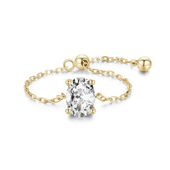 5 Style Clear CZ Link Chain Ring Trendy Adjustable Color Rings